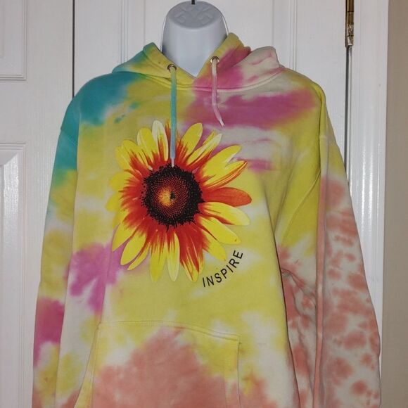 Tie dye Sunflower  Inspire Hoodie Sweatshirt   Sz L - Picture 2 of 4